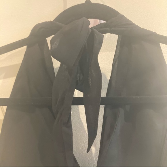 DONNA MORGAN Sz 12 100% Silk Ruching Waist Halter Top A-line Skirt Lined Dress - Picture 7 of 11